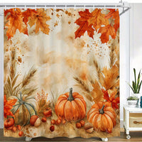 Autumn Leaves Shower Curtain With Rustic Maple Design Washable Polyester
