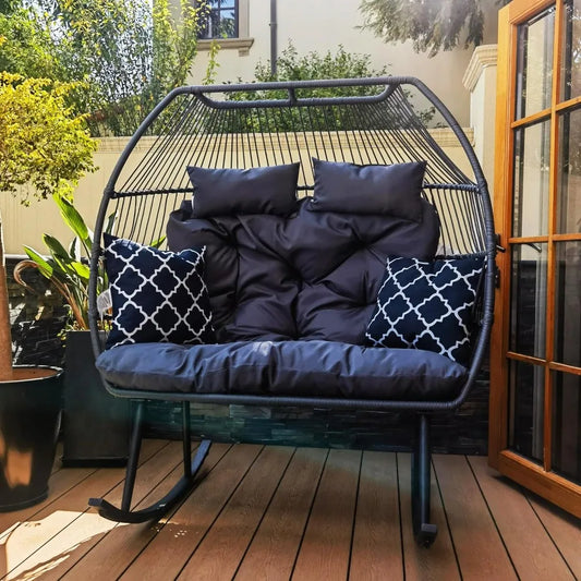 DAFIFY Outdoor Egg Chair Rocking Double Loveseat for Patio