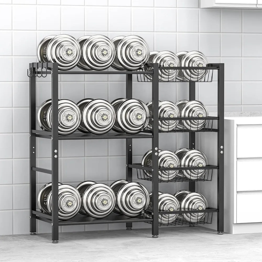 Three Shelf Kitchen Storage Rack With Steel Mesh Baskets