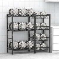 Three Shelf Kitchen Storage Rack With Steel Mesh Baskets
