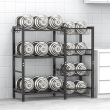 Three Shelf Kitchen Storage Rack With Steel Mesh Baskets