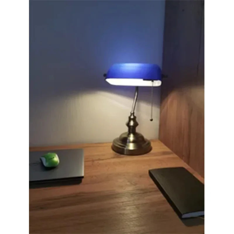 Newrays Glass Desk Lamp Banker Style Zipper Switch Night Light