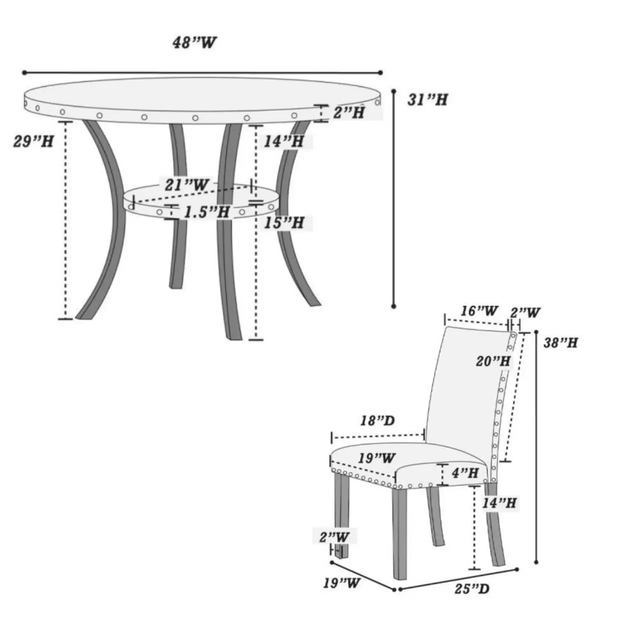 Classic 5 Piece Dining Set With Round Table And Chairs
