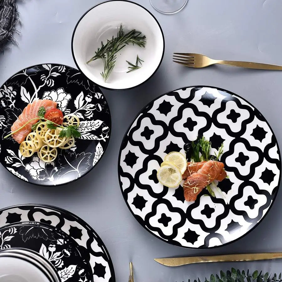 Dinnerware Set Ceramic Plates and Bowls for 4 Stoneware Dish Set