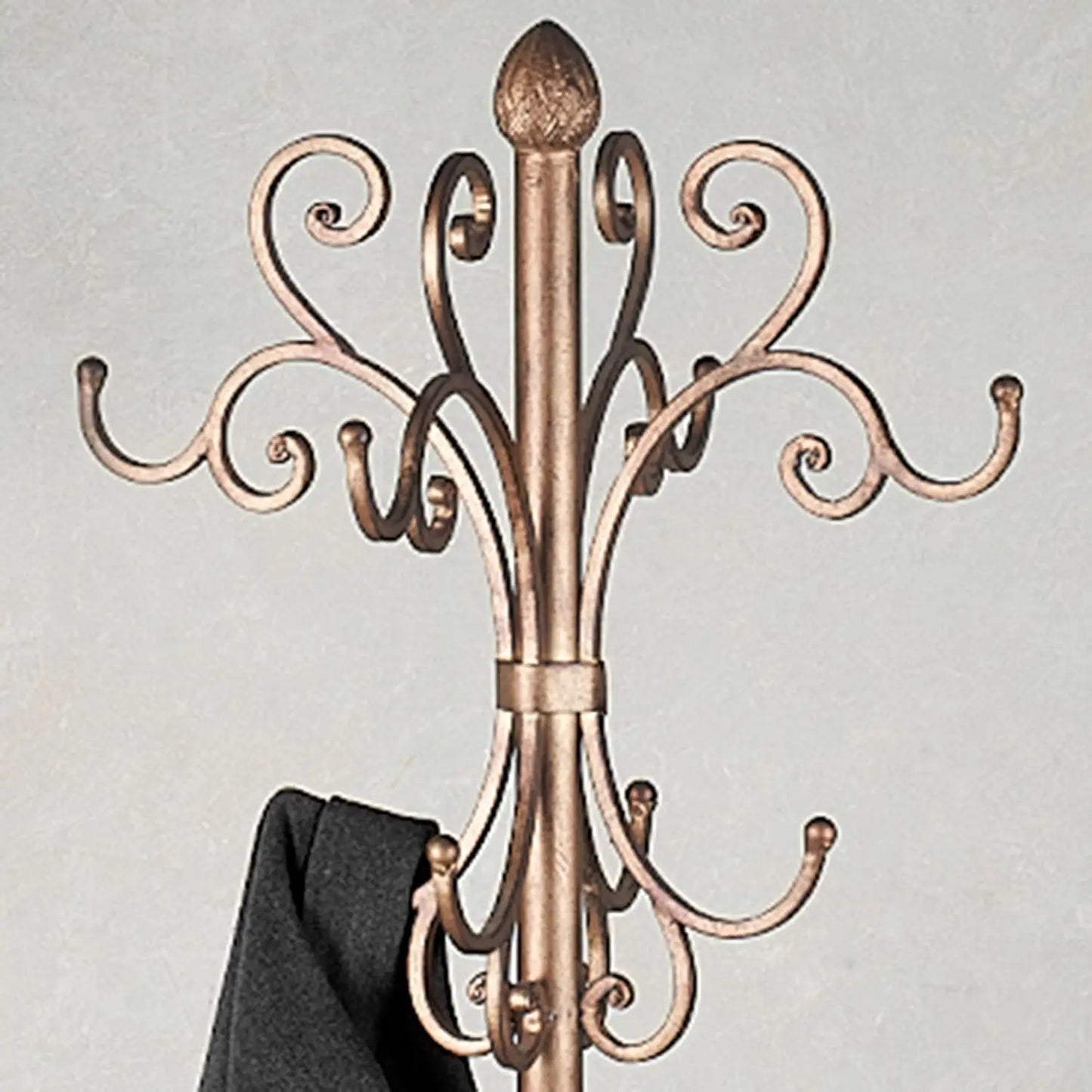 Antique Gold Metal Coat & Hat Rack Stand with Scroll Design for Entryway Hallway 72"H, Custom