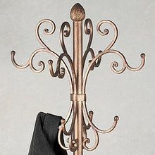 Antique Gold Metal Coat & Hat Rack Stand with Scroll Design for Entryway Hallway 72