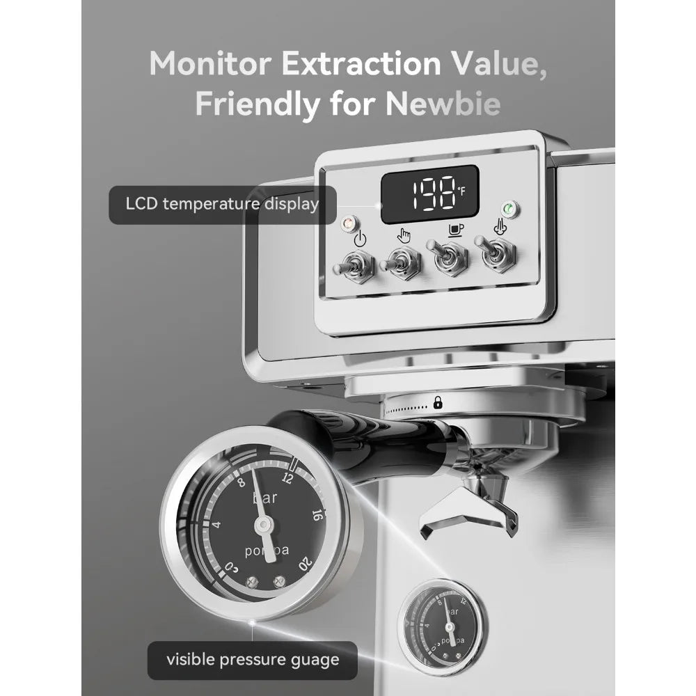 XMSJ Espresso Machine 15 Bar With Powerful Milk Frother