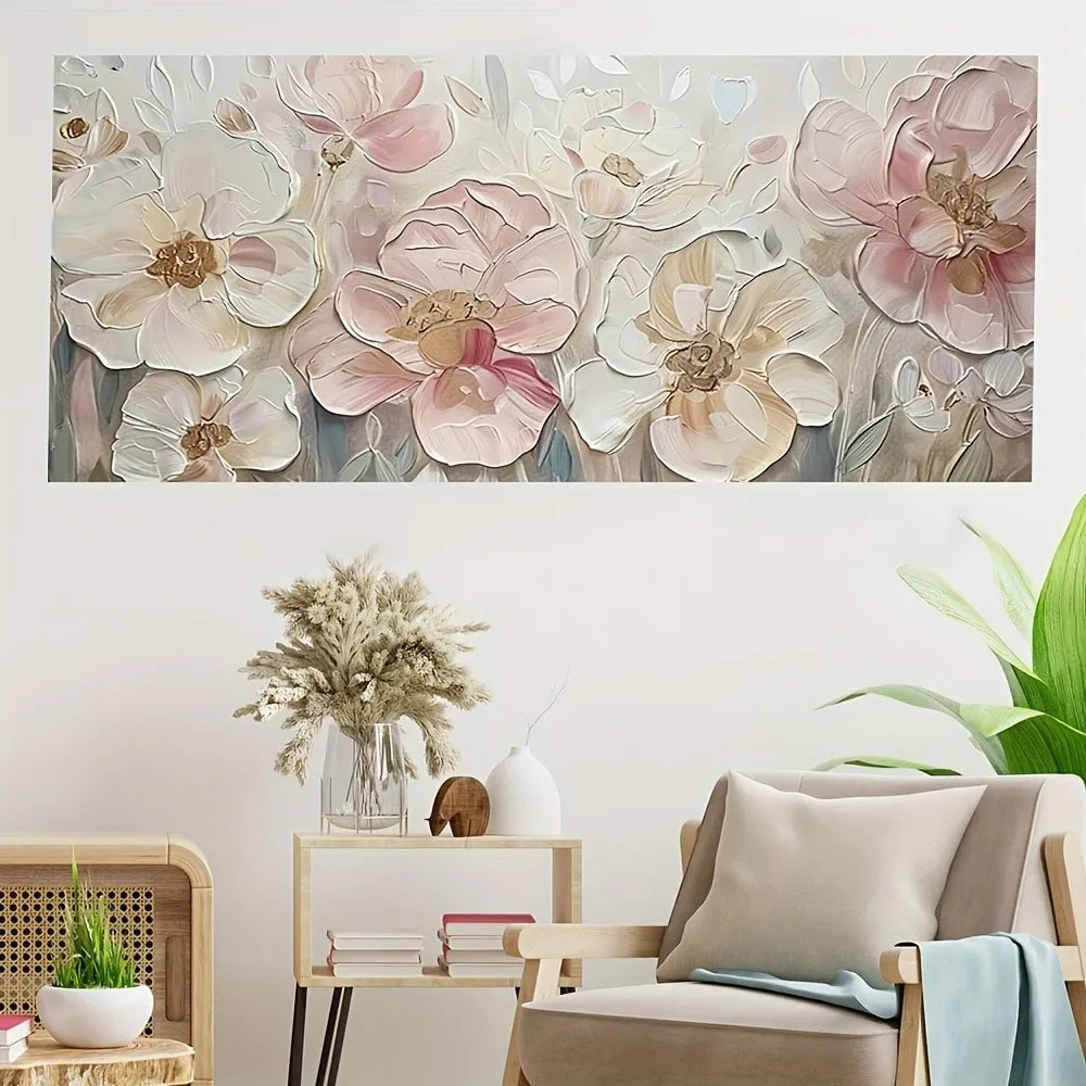 Pink floral canvas suitable for interior decoration
