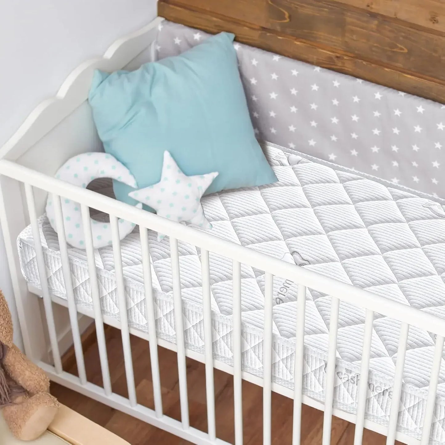 Premium Crib & Toddler Mattress,100% Knitted Fabric, Premium Fleece Surface-Hypoallergenic, 5" Thick Firm Soft Crib Mattress