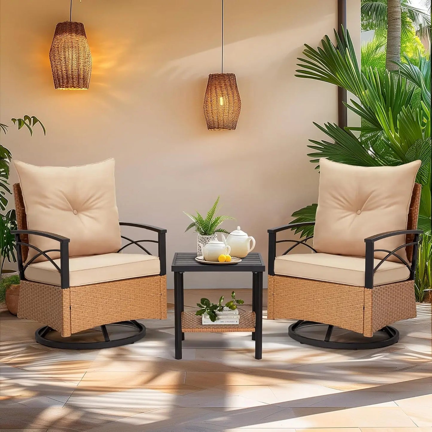 XIAOLANG Patio Furniture Set Outdoor Rocker Chairs with Cushions