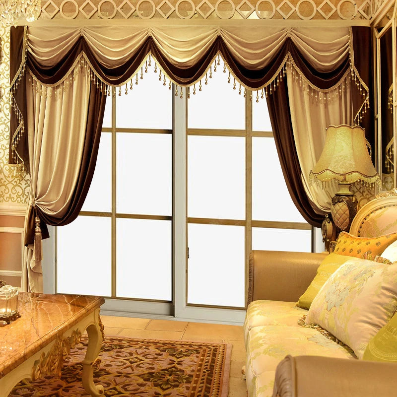 Flannelette Curtain Luxury European Living Room High Shading