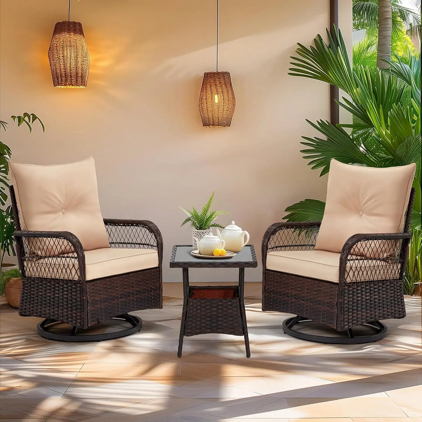 XIAOLANG Patio Furniture Set Outdoor Rocker Chairs with Cushions