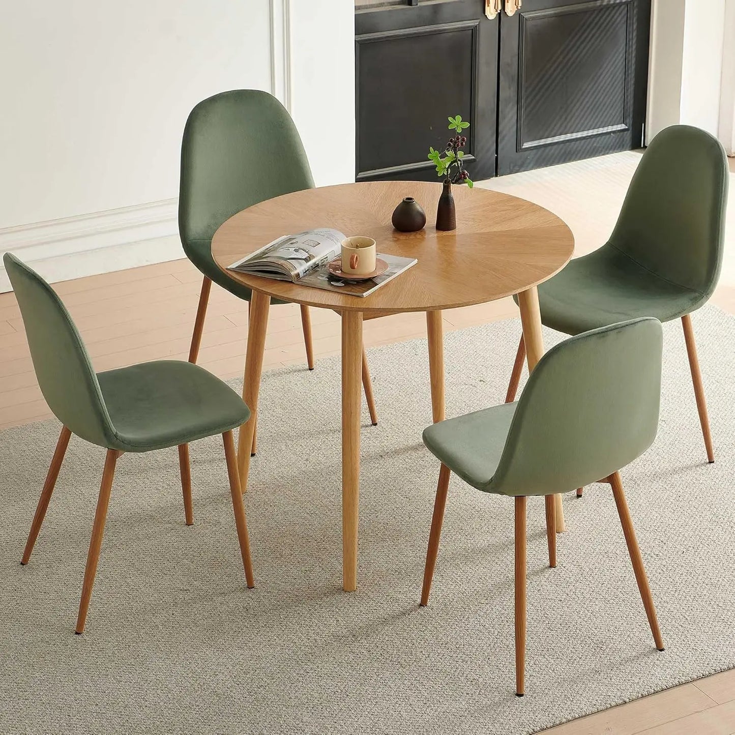 Velvet Dining Chairs Set Of 4 With Metal Legs Modern