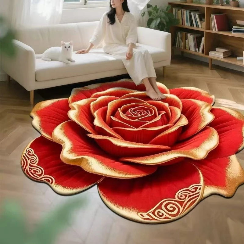 3D Flower Stereoscopic Vision Mat Anti-slip Living Room Decoration Soft Carpet Washable Lounge Rug Waterproof Rugs for Bedroom