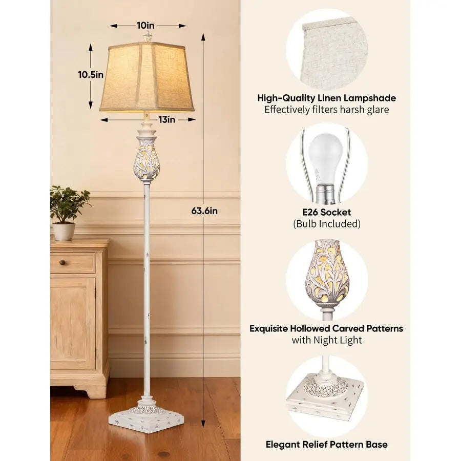 Vintage Floor Lamp With Night Light For Living Room