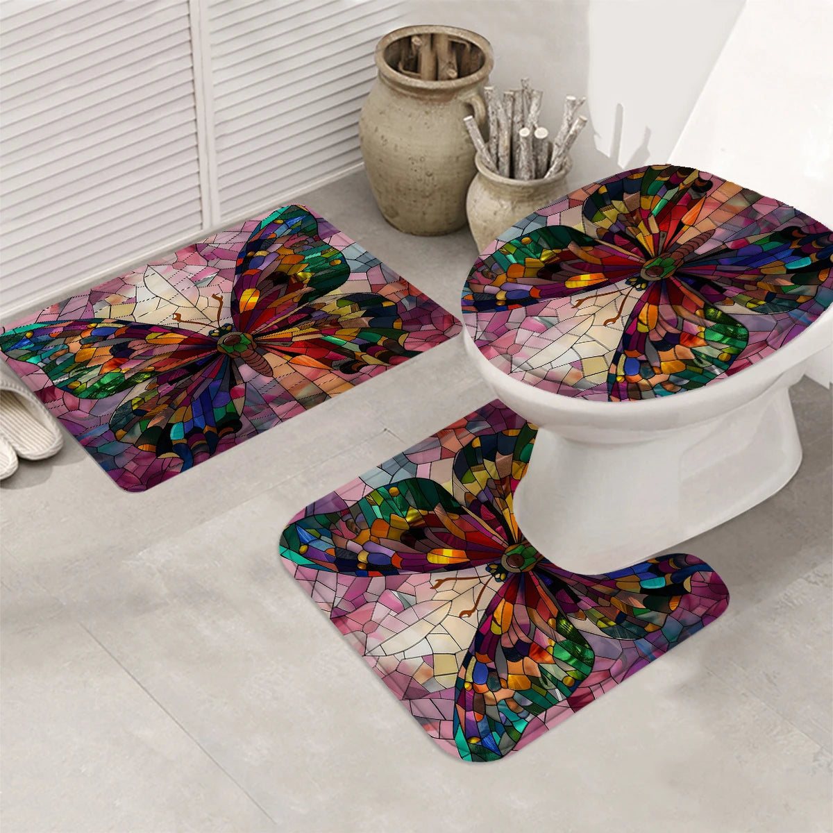 Home Decor Glass Butterfly Shower Curtain