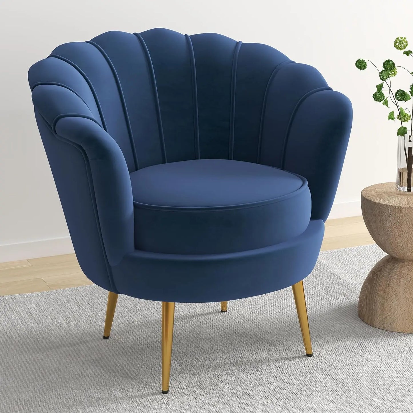 Mid Century Modern Upholstered Accent Chair,Retro Leisure Velvet Single Sofa with Golden Metal Legs for Living Room/Bedroom