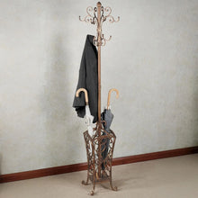 Antique Gold Metal Coat & Hat Rack Stand with Scroll Design for Entryway Hallway 72