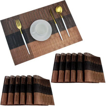 Vinyl Placemats Set of 12 Washable Durable Kitchen Table Mats Easy to Clean Plastic Placemats for Dining Table Brown