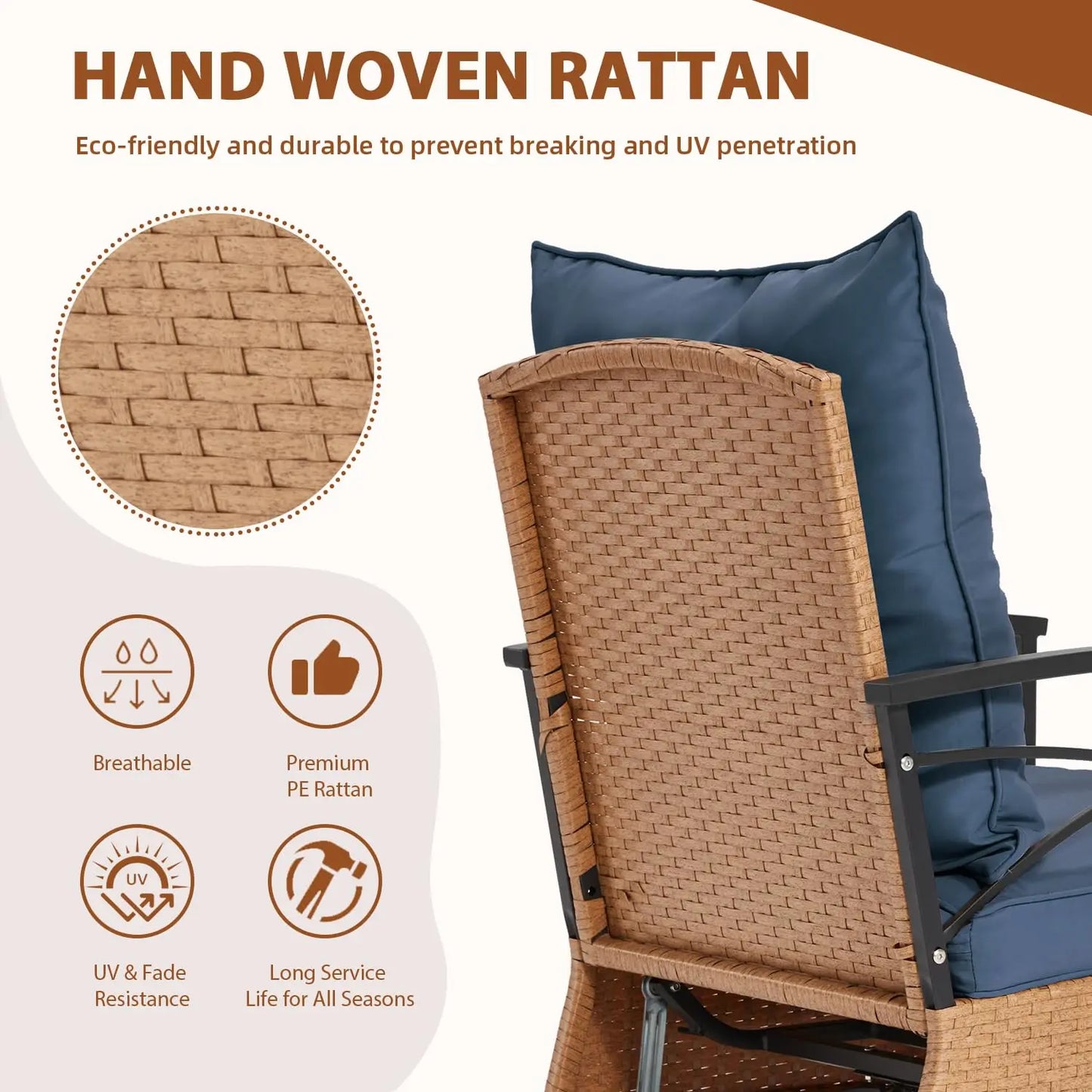 XIAOLANG Patio Furniture Set Outdoor Rocker Chairs with Cushions