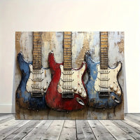 Pine Wood Frame Bass Guitar Mural Art For Home Decor