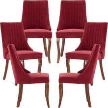 Velvet Upholstered Dining Chairs Set of 6 Mid Century Wood Legs Kitchen Room Easy Assembly Beige 6pcs,Customized