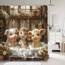 Cute Pig Bath Curtain For Kids Cartoon Animals Polyester