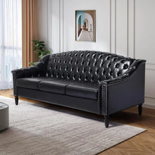 HUANZHUANG Mid Century Modern Leather Sofa Chesterfield Sleeper