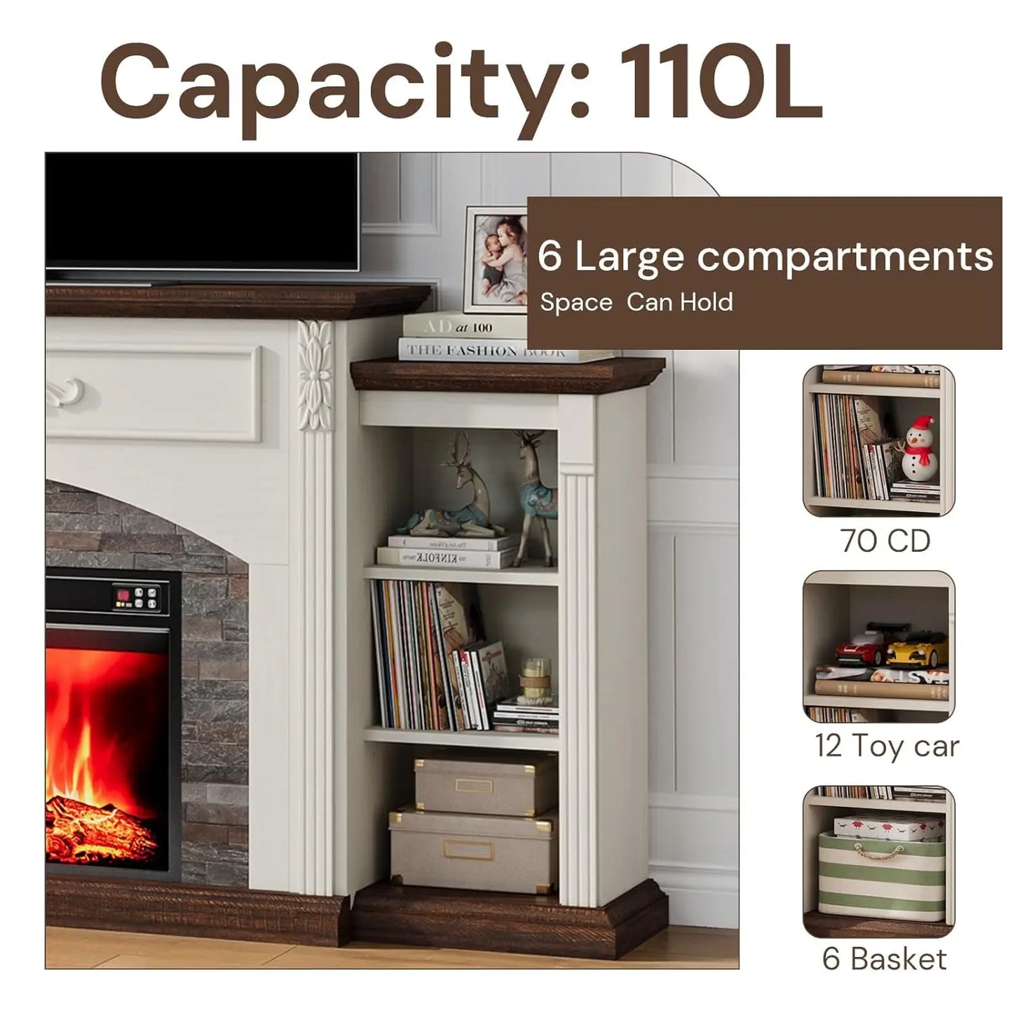 Modern Electric Fireplace With Mantel And TV Stand