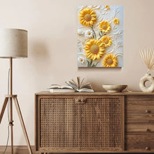 Sunflower 3D Relief Canvas Art With Wood Frame Living Room