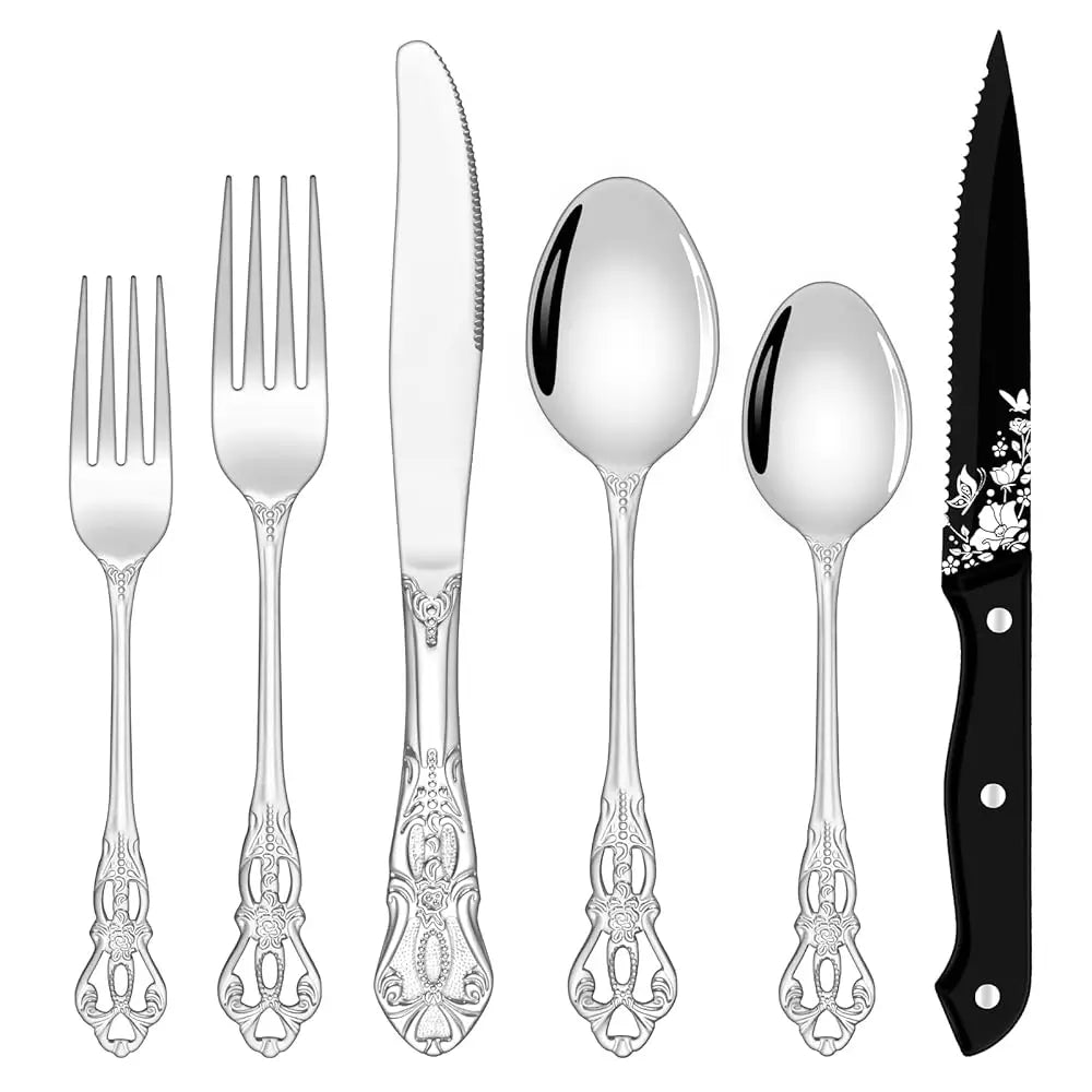 Bonjean Retro Stainless Steel Flatware Set for Family Dining