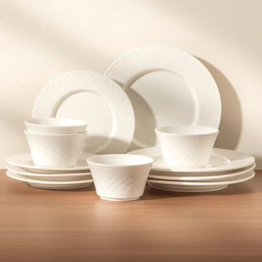 Dinnerware sets plates and bowls sets modern platesCeramic Dinnerware Sets 12 Pieces Porcelain Lightweight Plates Scratch Resis