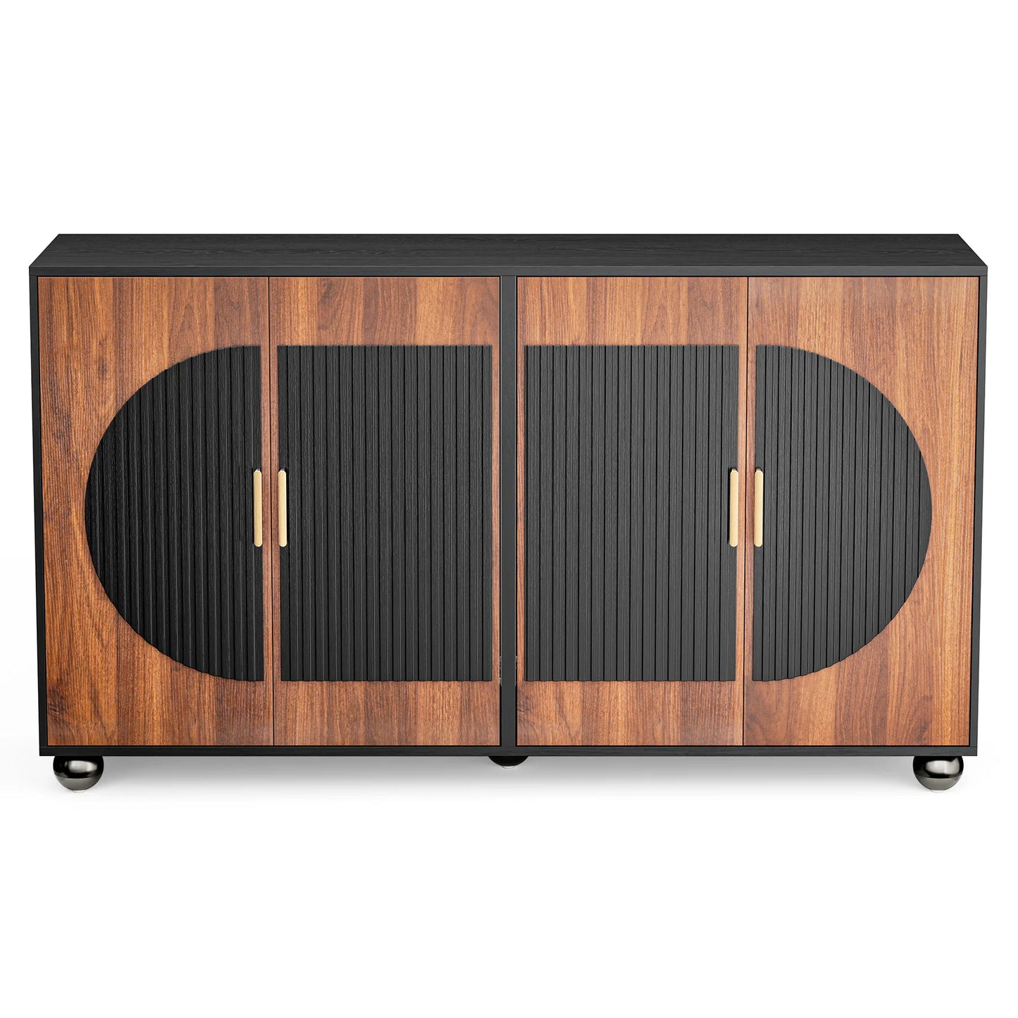 Modular Fluted Buffet Cabinet With Storage Mid Century Modern Sideboard