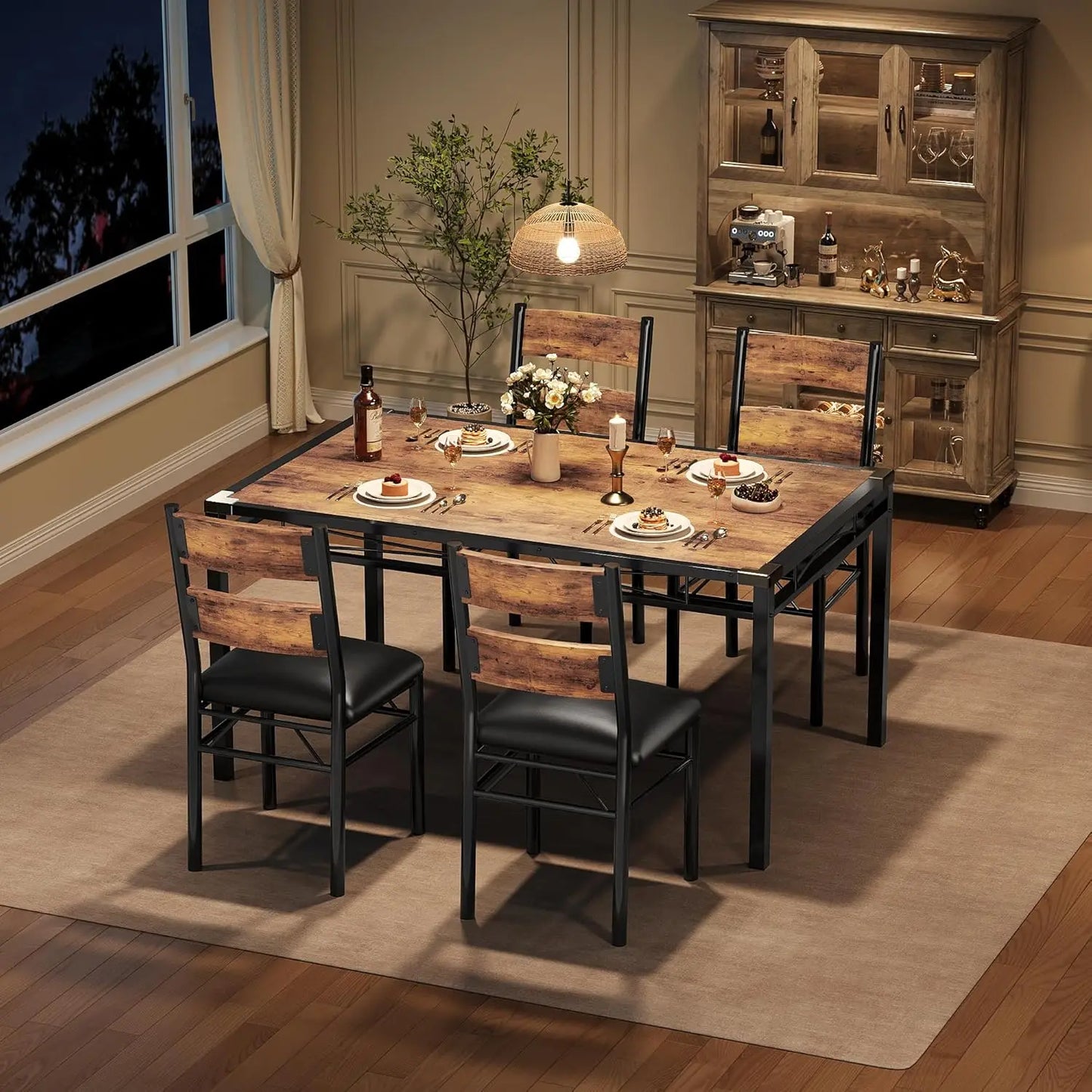 Acekool Table Set for 4 With Upholstered Chairs