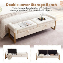 Velvet Storage Bench With Golden Legs For Bedroom Storage