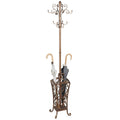 Antique Gold Metal Coat & Hat Rack Stand with Scroll Design for Entryway Hallway 72