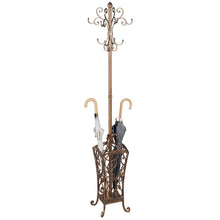 Antique Gold Metal Coat & Hat Rack Stand with Scroll Design for Entryway Hallway 72