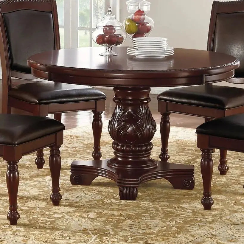 Classic 5 Piece Dining Set With Round Table And Chairs