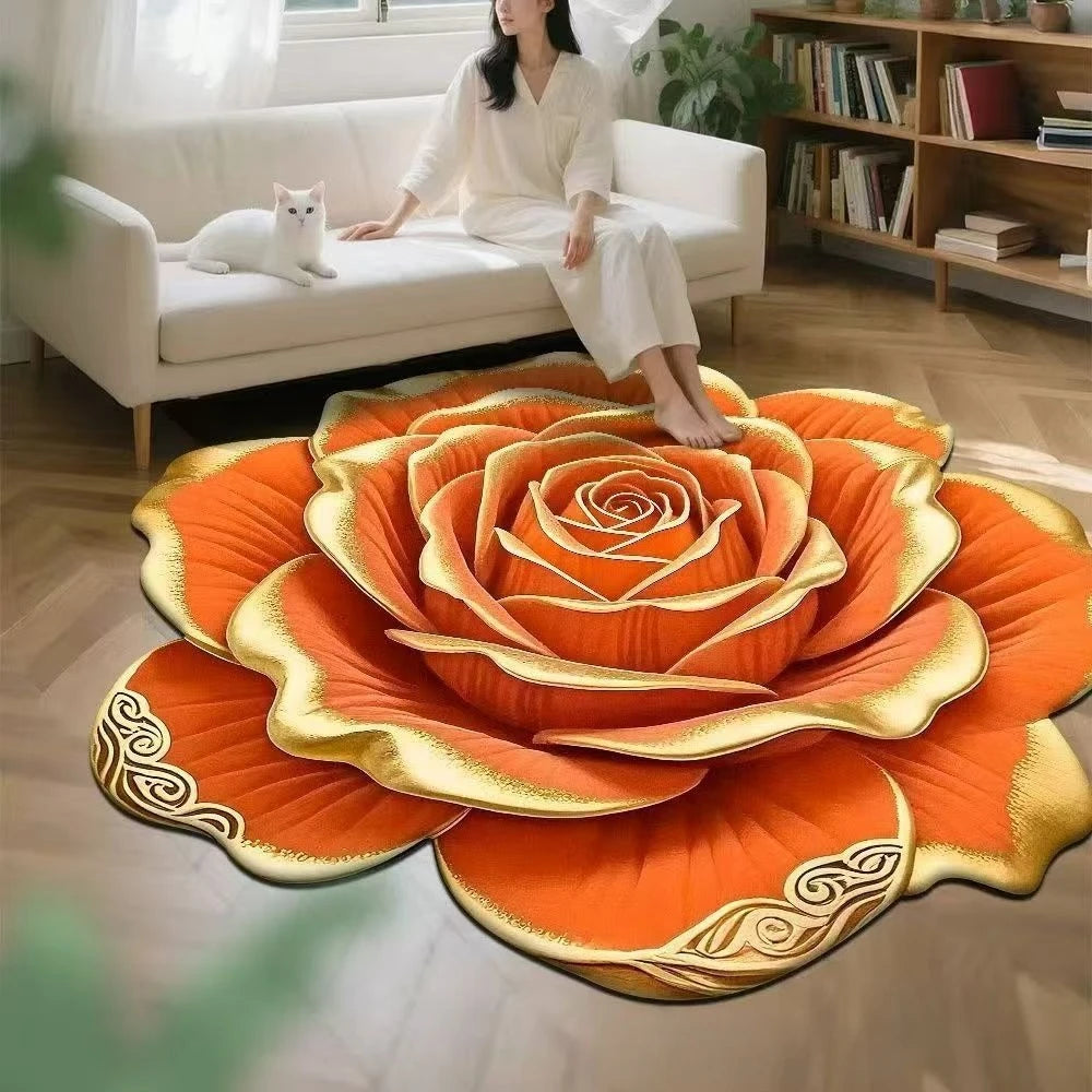 3D Flower Stereoscopic Vision Mat Anti-slip Living Room Decoration Soft Carpet Washable Lounge Rug Waterproof Rugs for Bedroom