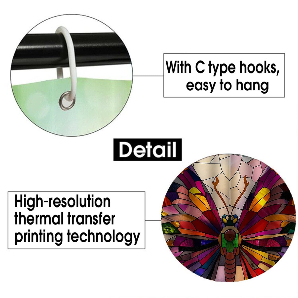 Home Decor Glass Butterfly Shower Curtain