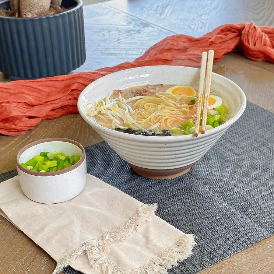 Ceramic Ramen Bowl Set of 2, 45oz Great for Pho, Miso Udon Soup, Instant Noodles, Serving, Thai or Asian Food Microwave Safe Lar