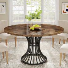 Tribesigns Round Dining Table for 4-6 People, 47-Inch Farmhouse Dinning Room Table Circle Kitchen Table, Industrial Dinner Table