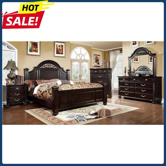Traditional Solid Wood Bedroom Set With Chest Dresser Nightstands