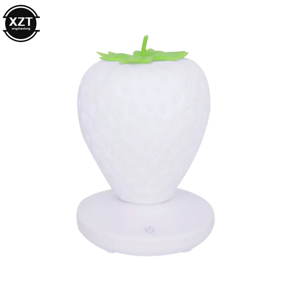 Led Strawberry Lamp Silicone Touch Sensor Usb Rechargeable Dimmable Light