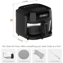 Glass Air Fryer 7.5QT with Transparent Fry Bowl for Easy Monitoring Advanced Circulating Heating Technology for Even Cooking Pr