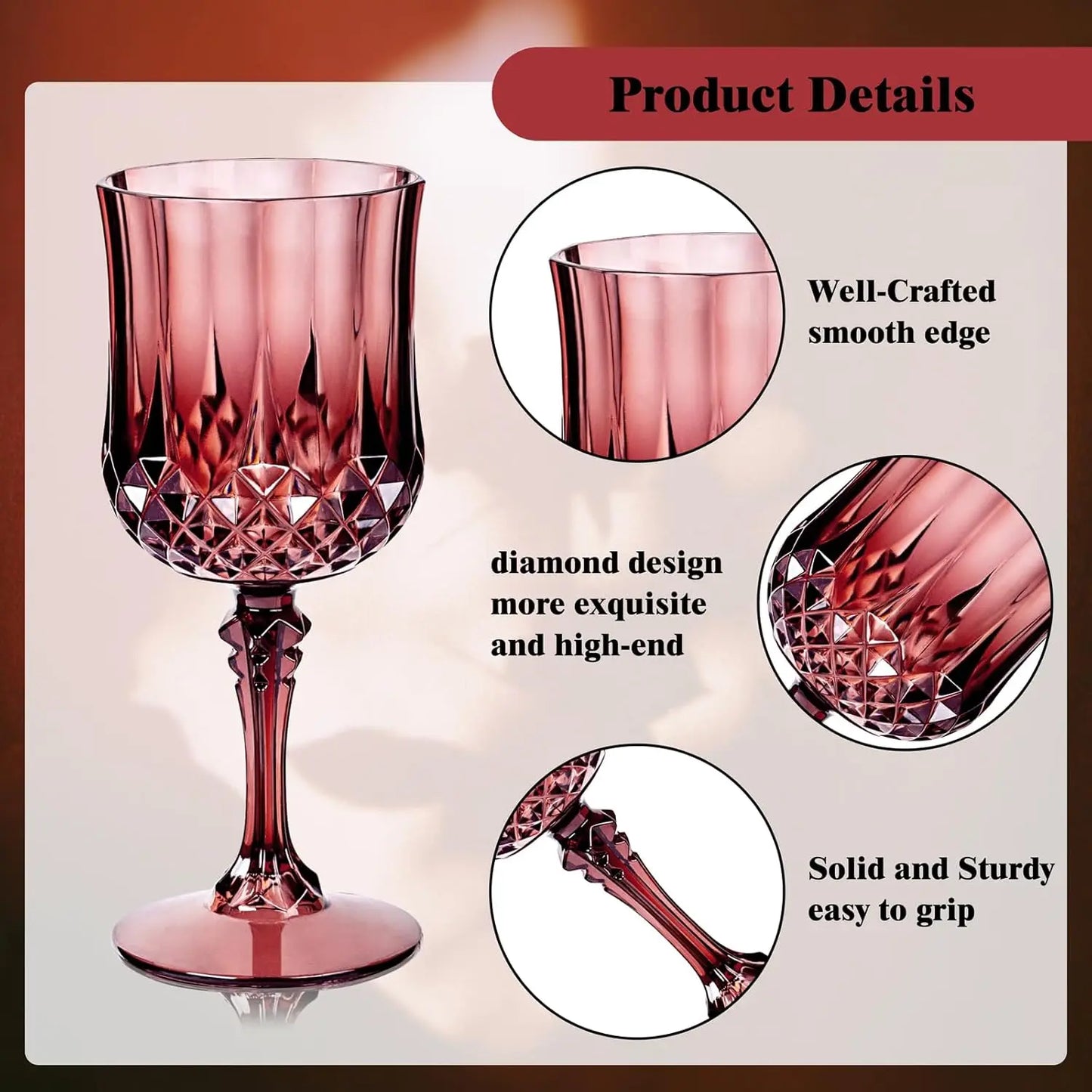 Plastic Wine Glasses 24 Piece Disposable Goblets for Parties