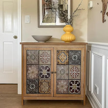 Farmhouse Boho Accent Cabinet With Solid Wood Frame