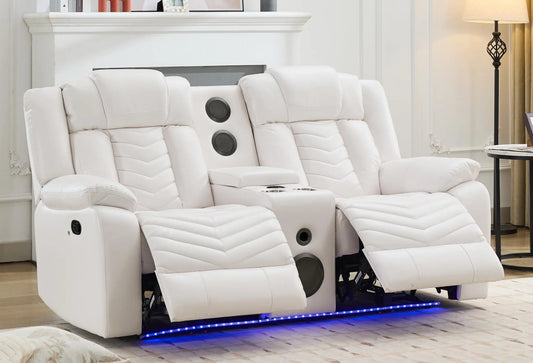 Todrani Manual Recliner Loveseat With Bass Speaker USB Charger