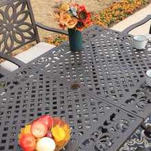 6-Person Rectangular Cast Aluminium Outdoor Dining Table, Patio Bistro Table with 2.3