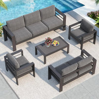 Modern outdoor furniture set on a luxury backyard patio